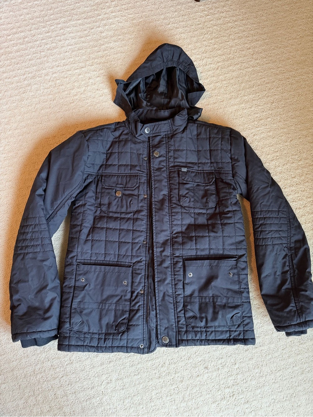 French Connection Black Quilted Hooded Puffer Jacket - Boys Youth size 14-15